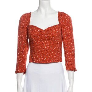 Reformation Floral Print Square Neckline Crop Top